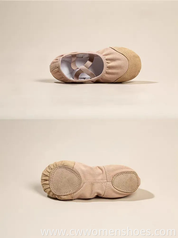 Brown Sheep Tips Ballet Shoes Soft Split Sole Dancing Canvas Ballerina Slippers